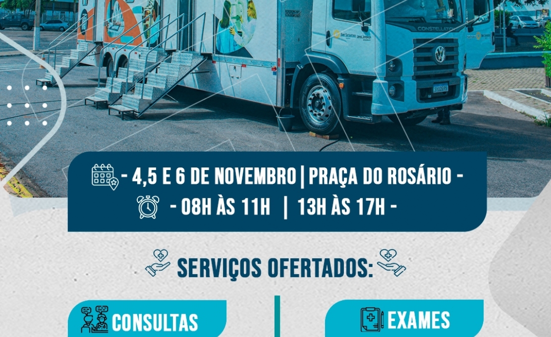 Carreta da saúde leva atendimentos gratuitos à população de Prudente de Morais.