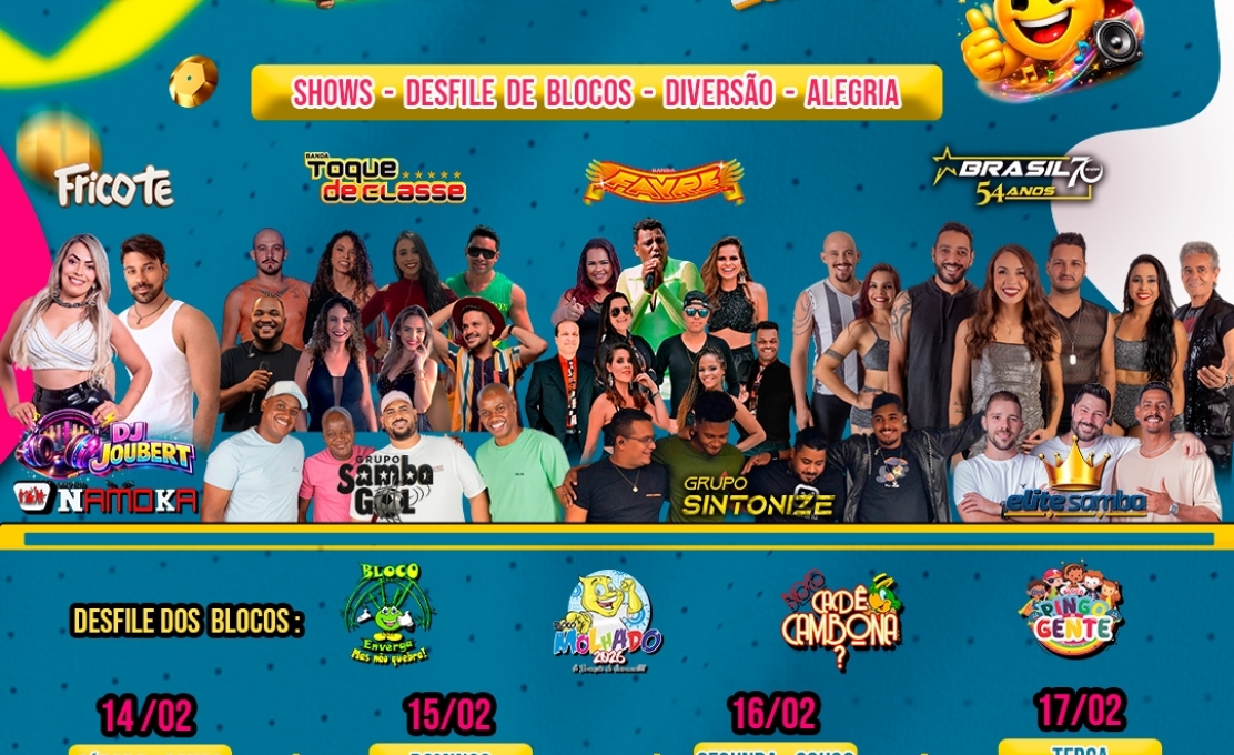 Atrações do Carna Prudente 2026 são divulgadas e evento contará com shows imperdíveis 