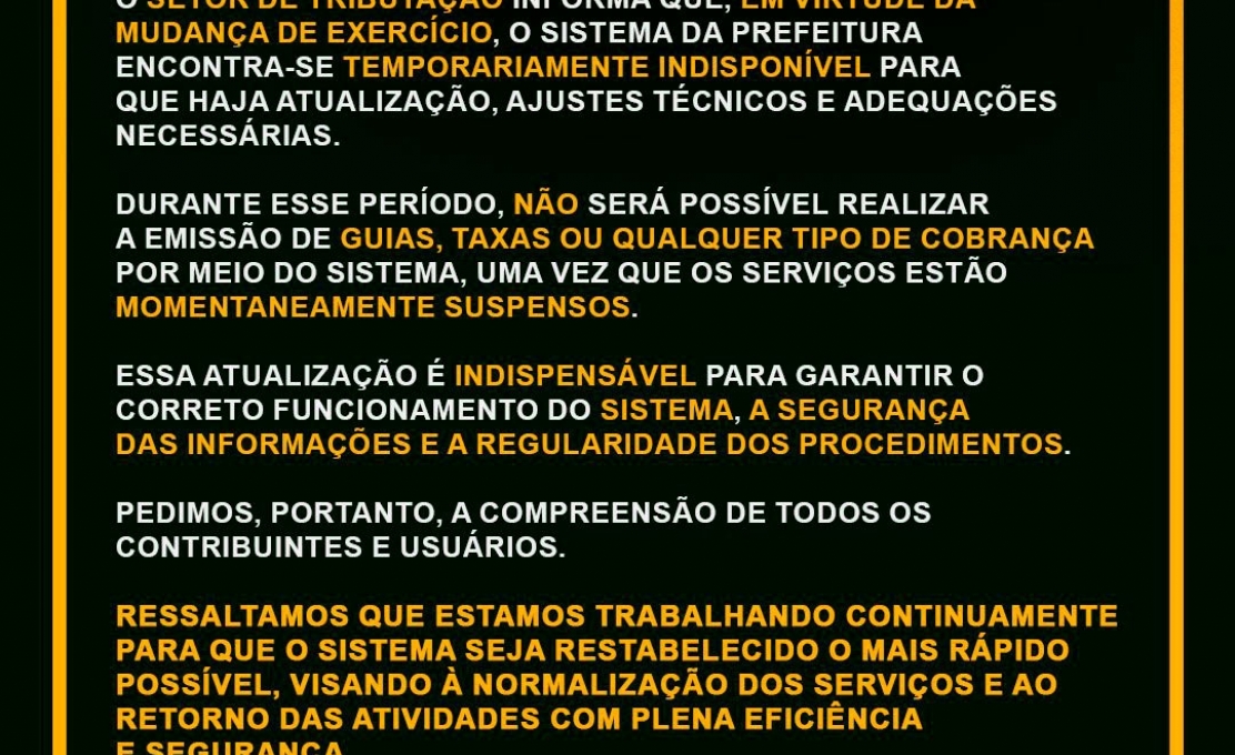 ATUALIZAÇÃO DE SISTEMA NO SETOR DE TRIBUTAÇÃO