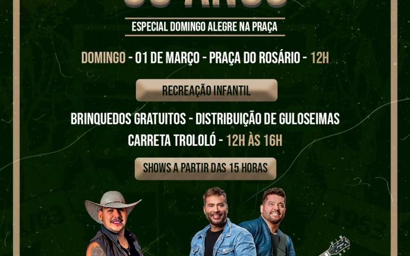 Prefeitura Municipal de Prudente de Morais divulga atrações do 63° aniversário de emancipação do município.