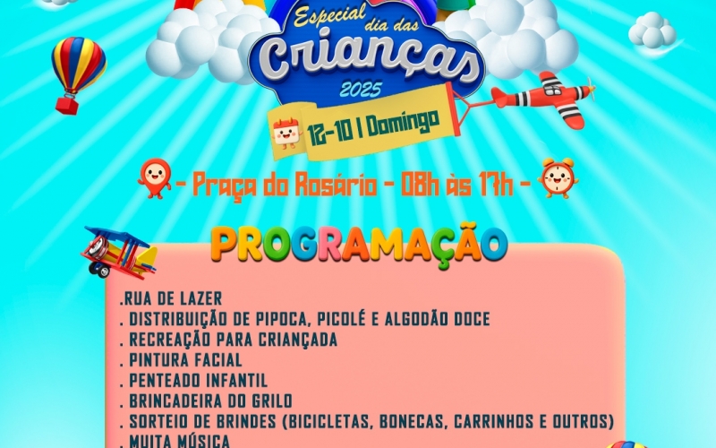 O Domingo Alegre na Praça está de volta com programação especial para os dia das crianças.