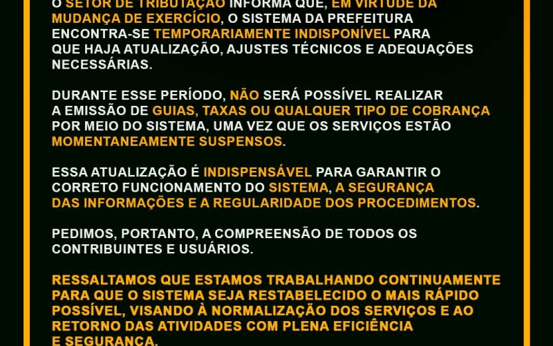 ATUALIZAÇÃO DE SISTEMA NO SETOR DE TRIBUTAÇÃO